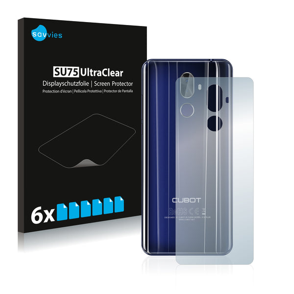 6x Savvies SU75 Screen Protector for Cubot X18 Plus (Back)