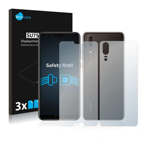 6x Savvies SU75 Screen Protector for Huawei P20 (Front + Back)