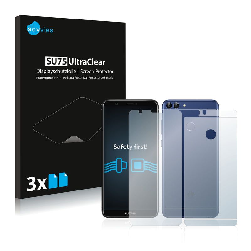 6x Savvies SU75 Screen Protector for Huawei P smart 2018 (Front + Back)