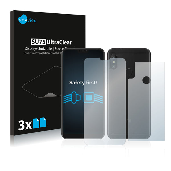 6x Savvies SU75 Screen Protector for Xiaomi Mi A2 Lite (Front + Back)