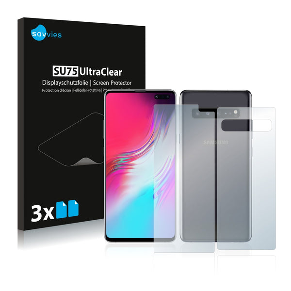 6x Savvies SU75 Screen Protector for Samsung Galaxy S10 5G (Front + Back)