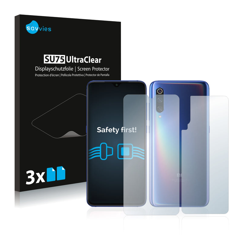 6x Savvies SU75 Screen Protector for Xiaomi Mi 9 (Front + Back)