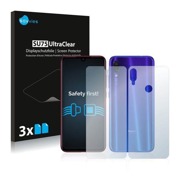 6x Savvies SU75 Screen Protector for Xiaomi Redmi Note 7 (Front + Back)
