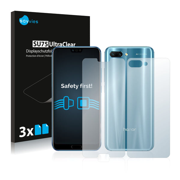 6x Savvies SU75 Screen Protector for Honor 10 (Front + Back)