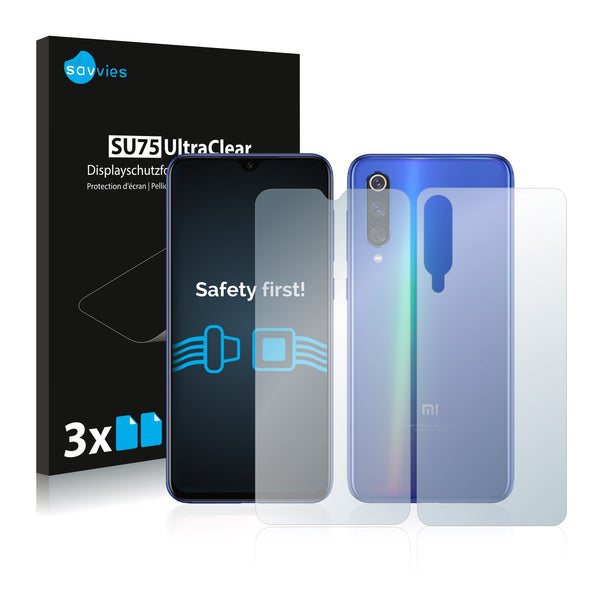 6x Savvies SU75 Screen Protector for Xiaomi Mi 9 SE (Front + Back)