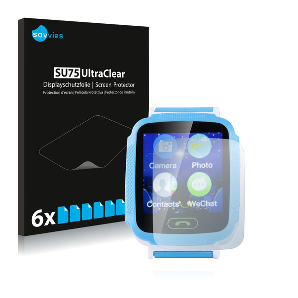 6x Savvies SU75 Screen Protector for GoClever Kiddy GPS Watch