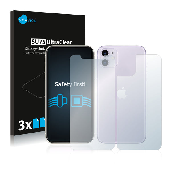 6x Savvies SU75 Screen Protector for Apple iPhone 11 (Front + Back)