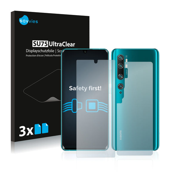 6x Savvies SU75 Screen Protector for Xiaomi Mi Note 10 (Front + Back)
