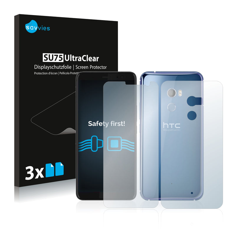 6x Savvies SU75 Screen Protector for HTC U11 Plus (Front + Back)