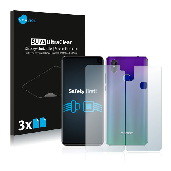 6x Savvies SU75 Screen Protector for Cubot Max 2 (Front + Back)