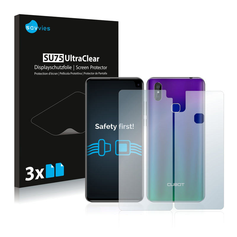 6x Savvies SU75 Screen Protector for Cubot Max 2 (Front + Back)