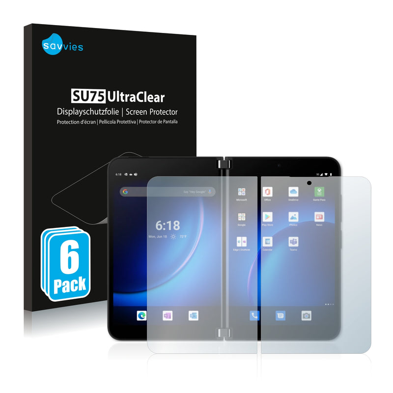 6x Savvies SU75 Screen Protector for Microsoft Surface Duo 2 (Inner display)