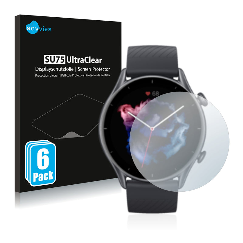 6x Savvies SU75 Screen Protector for Huami Amazfit GTR 3
