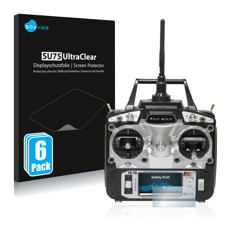 6x Savvies SU75 Screen Protector for FlySky FS-T6
