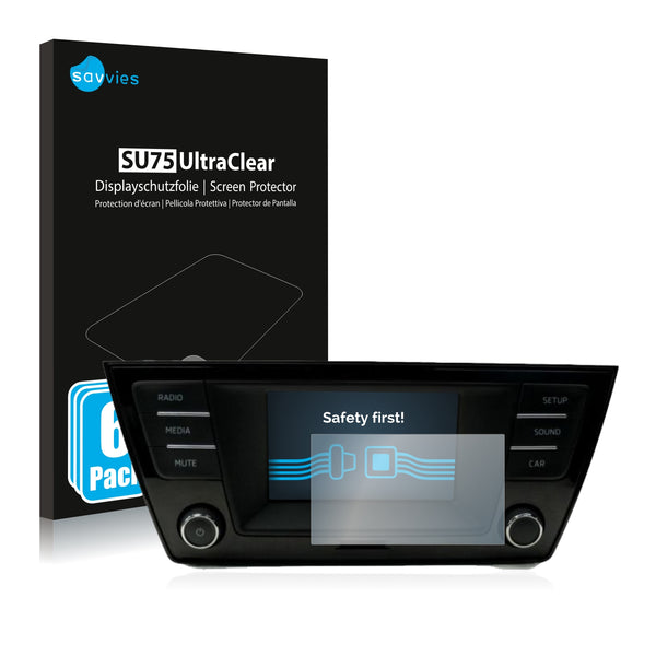6x Savvies SU75 Screen Protector for Skoda Fabia 3 Radio Swing