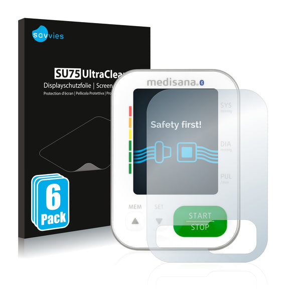 6x Savvies SU75 Screen Protector for Medisana BU 570 Connect