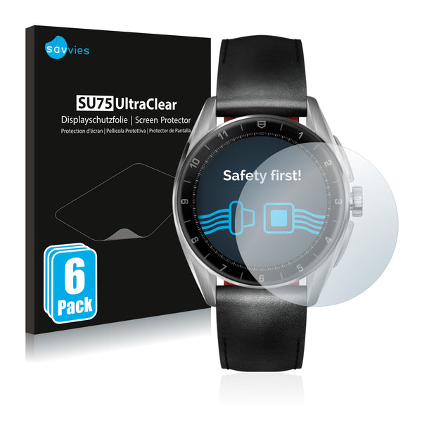 6x Savvies SU75 Screen Protector for TAG Heuer Connected Calibre E4 (42 mm)