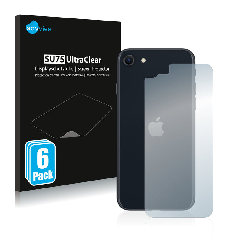 6x Savvies SU75 Screen Protector for Apple iPhone SE 3 2022 (Back)