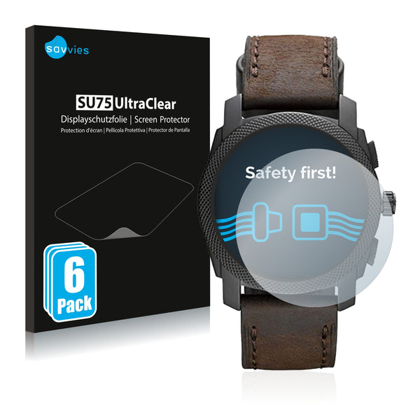 6x Savvies SU75 Screen Protector for Fossil Chronograph