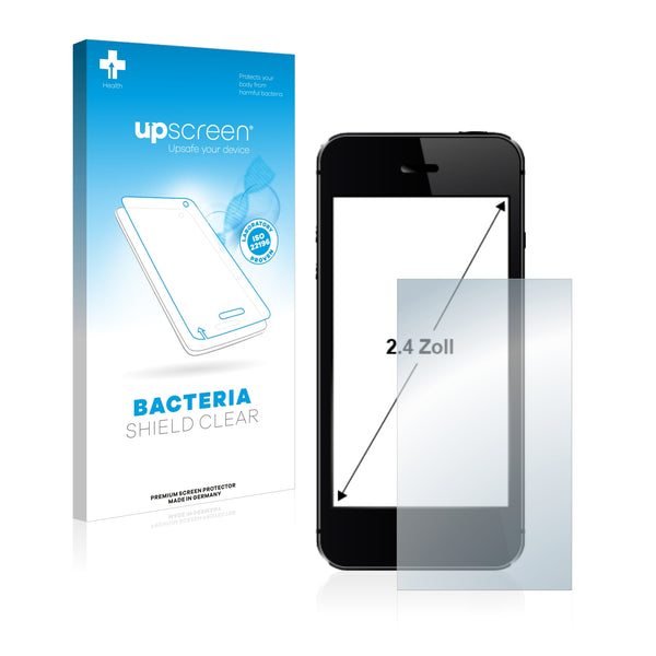 upscreen Bacteria Shield Clear Premium Antibacterial Screen Protector for Smartphones and Mobile Phones with 2.4 inch Displays [36.98 mm x 49.29 mm, 4:3]