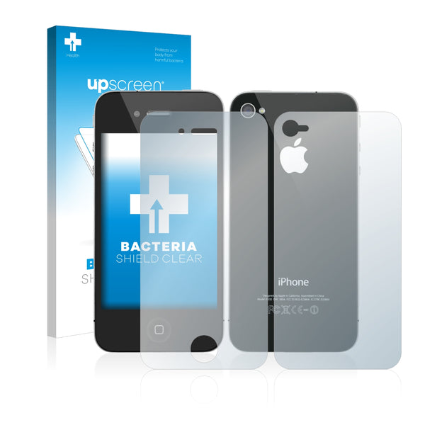 upscreen Bacteria Shield Clear Premium Antibacterial Screen Protector for Apple iPhone 4 (Front + Back)
