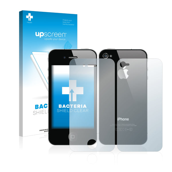 upscreen Bacteria Shield Clear Premium Antibacterial Screen Protector for Apple iPhone 4S (Front + Back)
