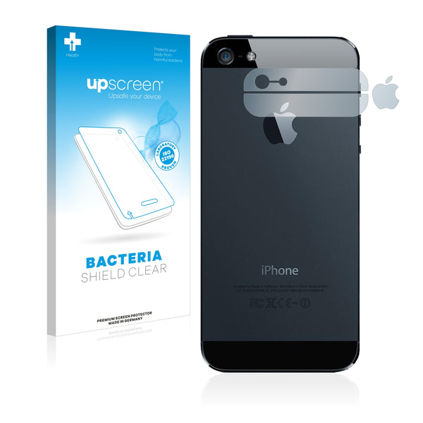 upscreen Bacteria Shield Clear Premium Antibacterial Screen Protector for Apple iPhone 5 Back (glass surfaces + logo)