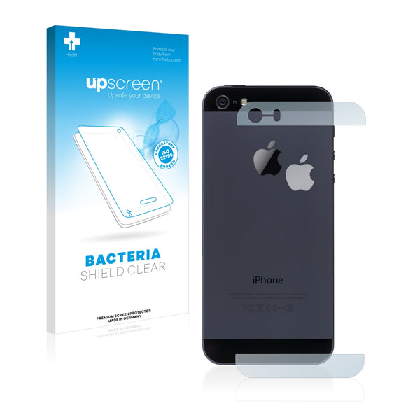 upscreen Bacteria Shield Clear Premium Antibacterial Screen Protector for Apple iPhone 5S Back (glass surfaces + logo)