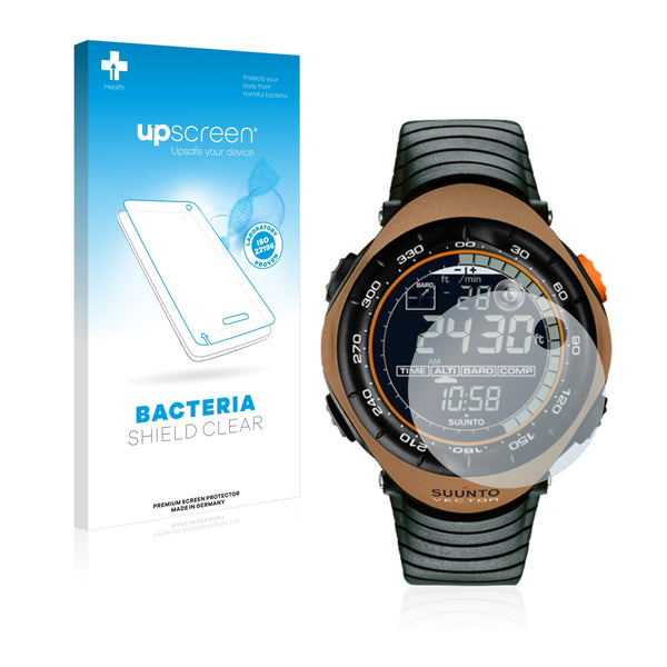 upscreen Bacteria Shield Clear Premium Antibacterial Screen Protector for Suunto Vector Marron Brown