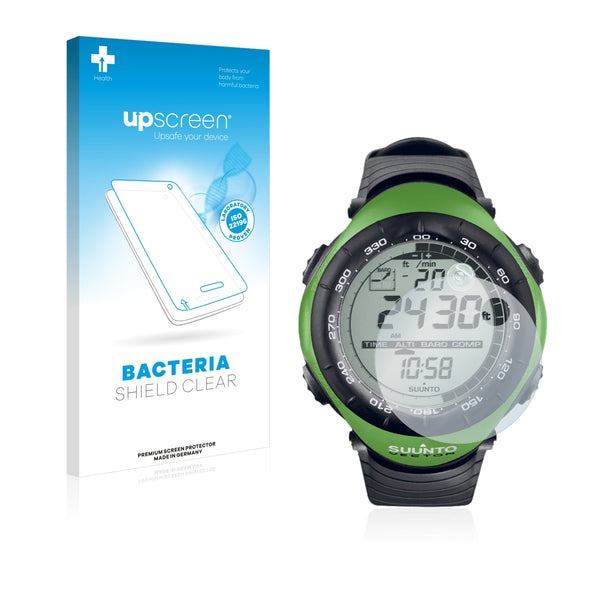 upscreen Bacteria Shield Clear Premium Antibacterial Screen Protector for Suunto Vector Lime Green