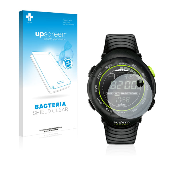 upscreen Bacteria Shield Clear Premium Antibacterial Screen Protector for Suunto Vector Black Lime
