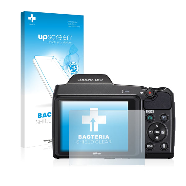 upscreen Bacteria Shield Clear Premium Antibacterial Screen Protector for Nikon Coolpix L840