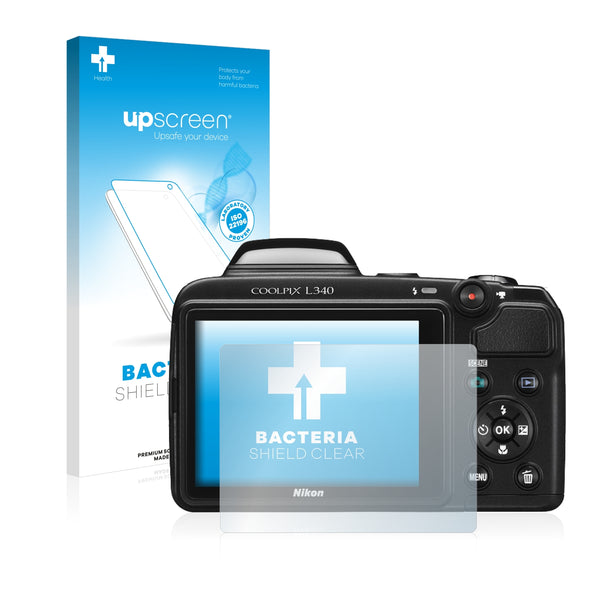 upscreen Bacteria Shield Clear Premium Antibacterial Screen Protector for Nikon Coolpix L340