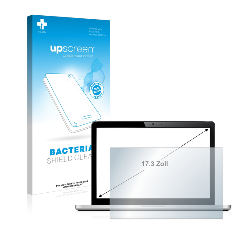 upscreen Bacteria Shield Clear Premium Antibacterial Screen Protector for Laptops and Ultrabooks with 17.3 inch Displays [383 mm x 215 mm, 16:9]