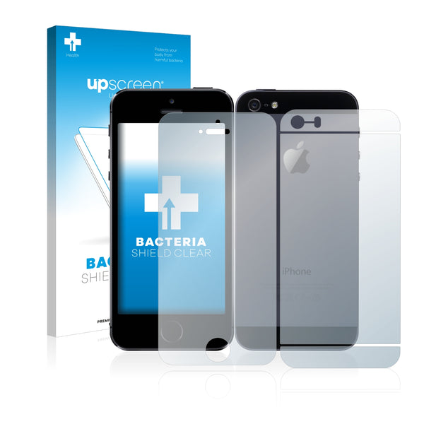 upscreen Bacteria Shield Clear Premium Antibacterial Screen Protector for Apple iPhone 5S (Front + Back)