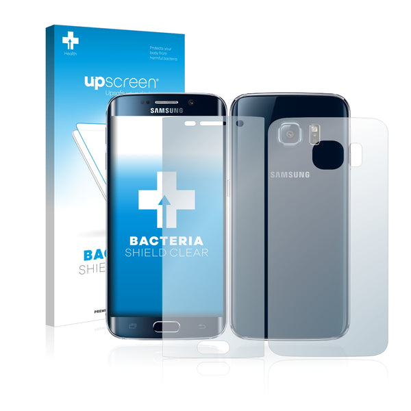 upscreen Bacteria Shield Clear Premium Antibacterial Screen Protector for Samsung Galaxy S6 Edge (Front + Back)