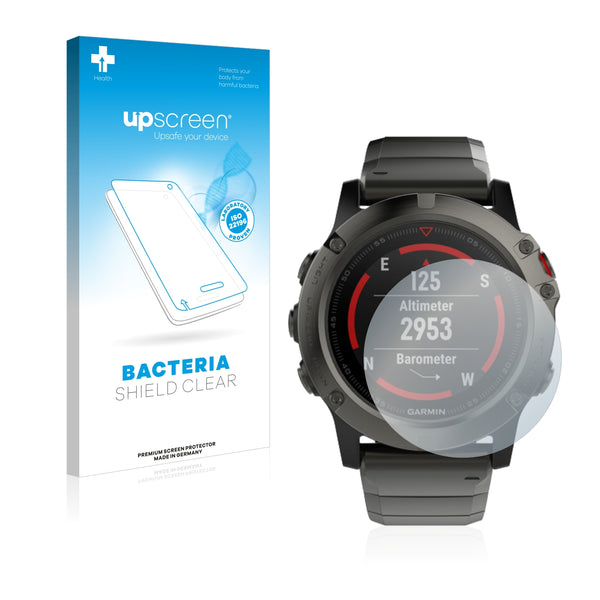upscreen Bacteria Shield Clear Premium Antibacterial Screen Protector for Garmin fenix 5X (51 mm)