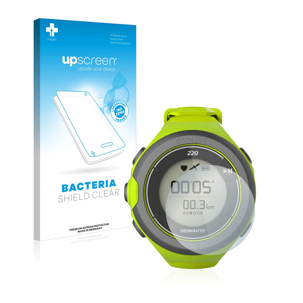 upscreen Bacteria Shield Clear Premium Antibacterial Screen Protector for Geonaute Onmove 220