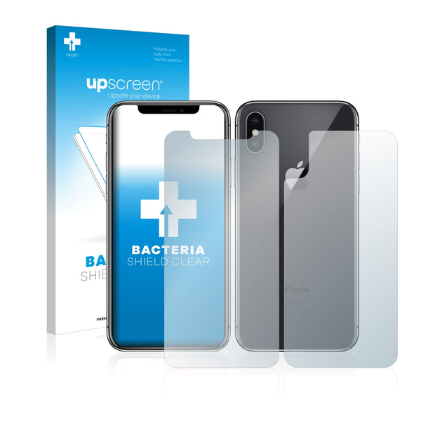 upscreen Bacteria Shield Clear Premium Antibacterial Screen Protector for Apple iPhone X (Front + Back)