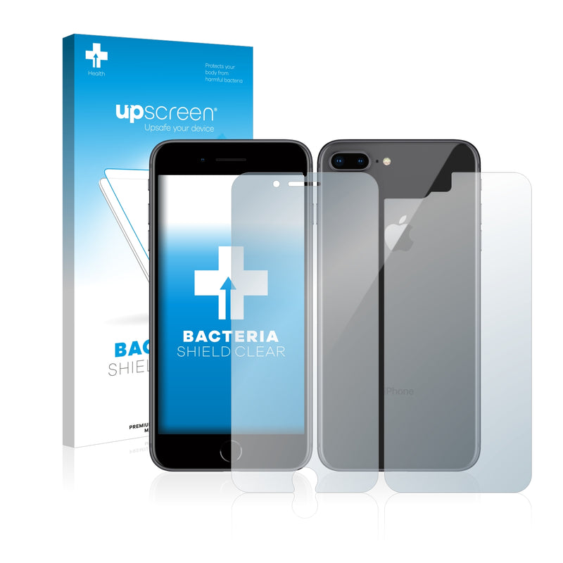 upscreen Bacteria Shield Clear Premium Antibacterial Screen Protector for Apple iPhone 8 Plus (Front + Back)