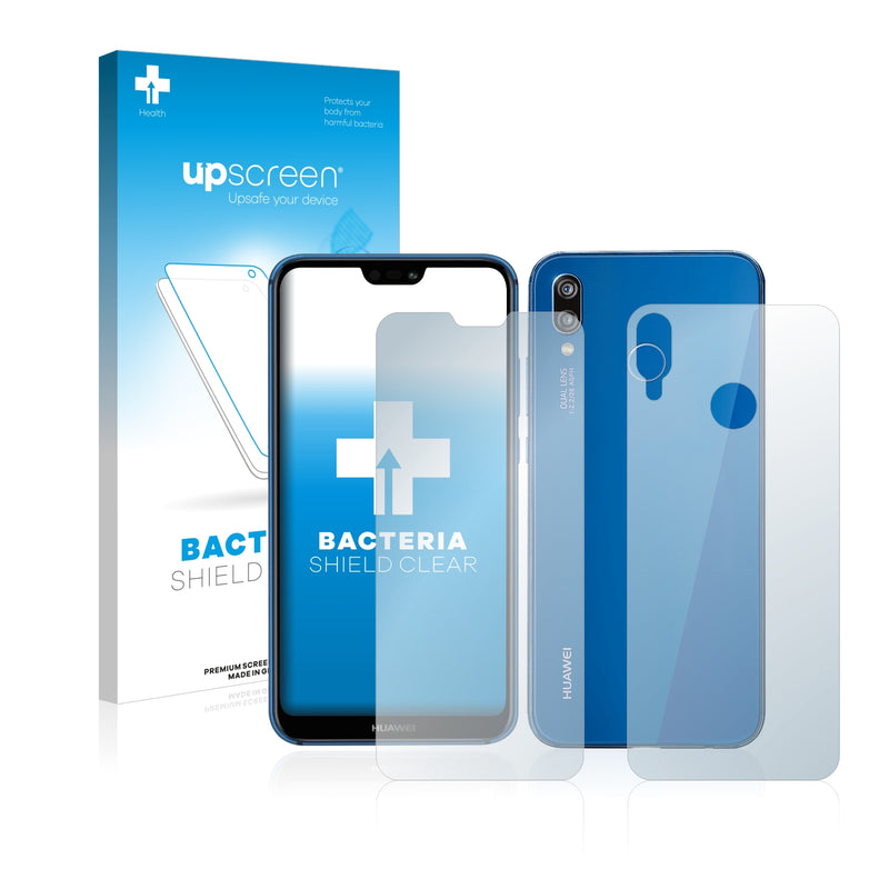 upscreen Bacteria Shield Clear Premium Antibacterial Screen Protector for Huawei P20 lite 2018 (Front + Back)
