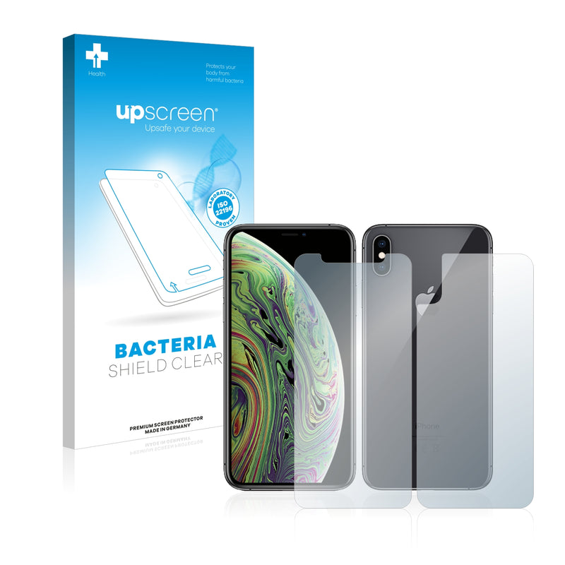 upscreen Bacteria Shield Clear Premium Antibacterial Screen Protector for Apple iPhone Xs (Front + Back)