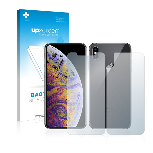 upscreen Bacteria Shield Clear Premium Antibacterial Screen Protector for Apple iPhone Xs Max (Front + Back)