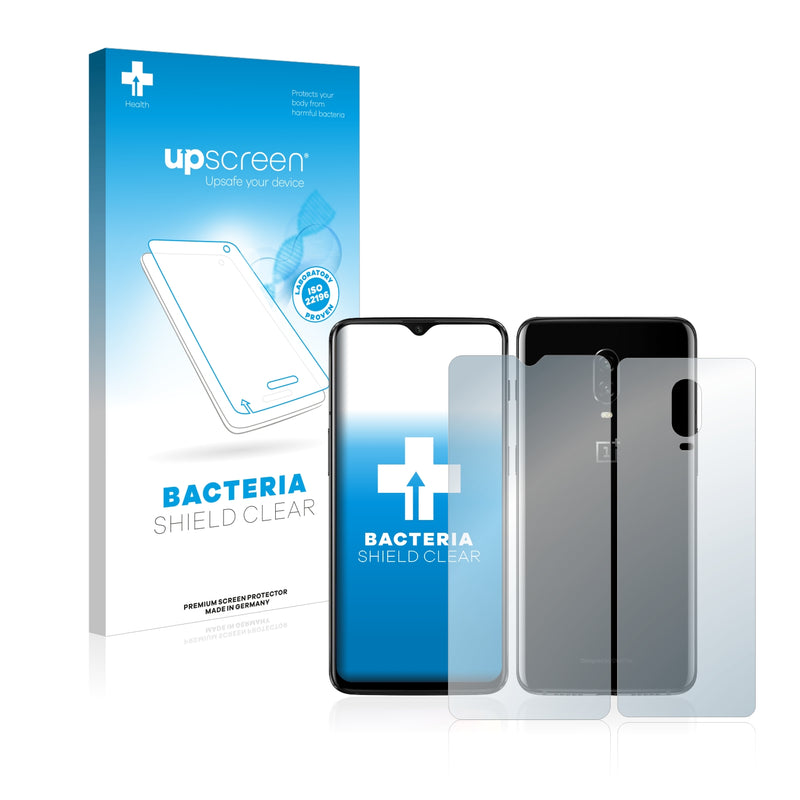 upscreen Bacteria Shield Clear Premium Antibacterial Screen Protector for OnePlus 6T (Front + Back)