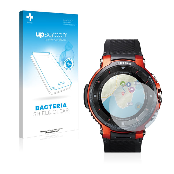 upscreen Bacteria Shield Clear Premium Antibacterial Screen Protector for Casio Pro Trek Smart WSD-F30