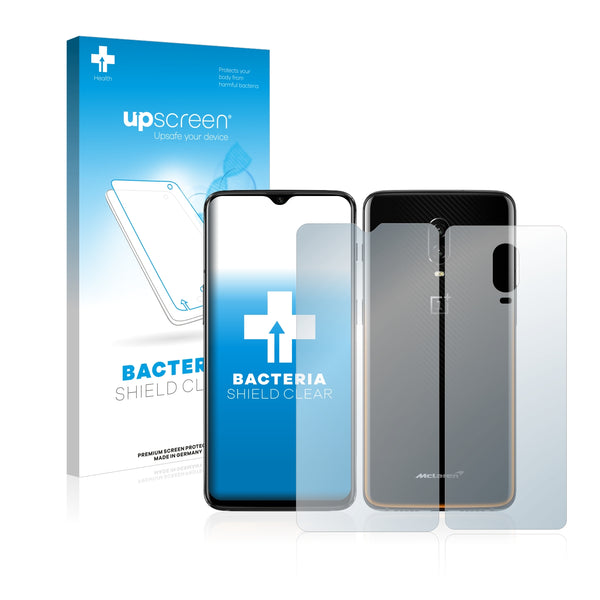 upscreen Bacteria Shield Clear Premium Antibacterial Screen Protector for OnePlus 6T McLaren (Front + Back)