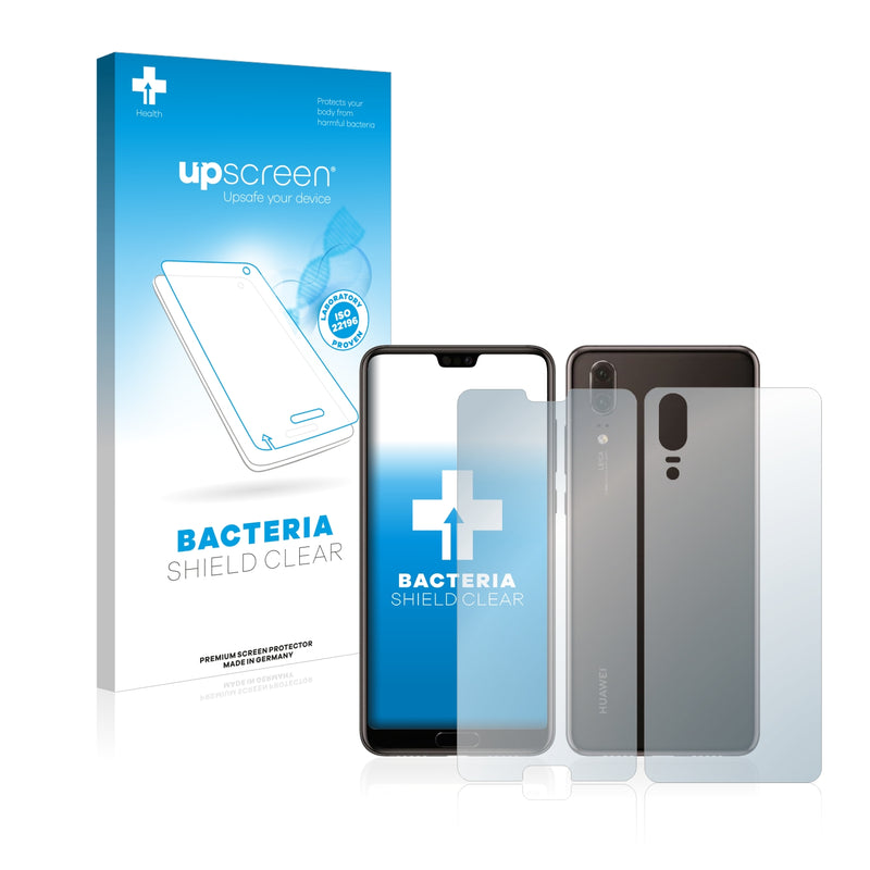 upscreen Bacteria Shield Clear Premium Antibacterial Screen Protector for Huawei P20 (Front + Back)