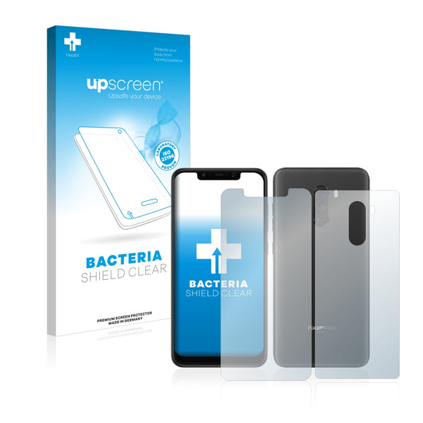 upscreen Bacteria Shield Clear Premium Antibacterial Screen Protector for Xiaomi Pocophone F1 (Front + Back)