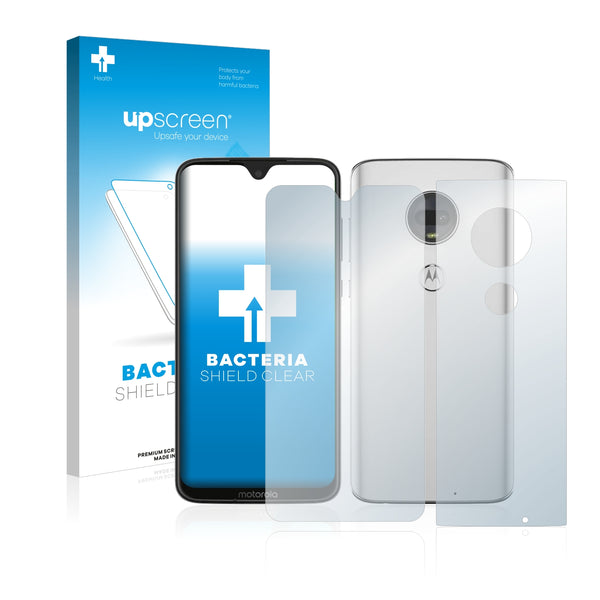 upscreen Bacteria Shield Clear Premium Antibacterial Screen Protector for Motorola Moto G7 Plus (Front + Back)