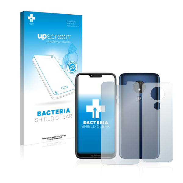 upscreen Bacteria Shield Clear Premium Antibacterial Screen Protector for Motorola Moto G7 Power (Front + Back)
